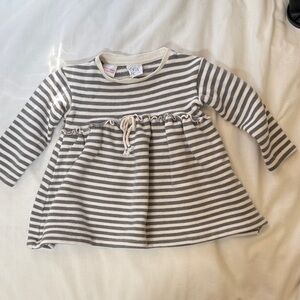 Zara Striped Gray and Cream Kids Dress